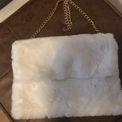 Women White Fur Purse