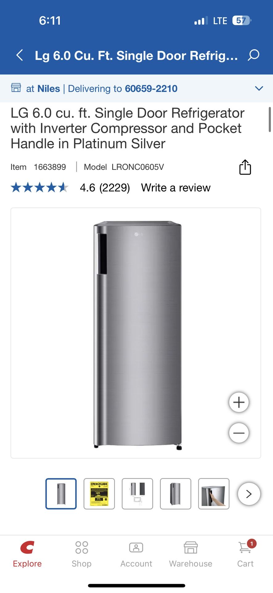 LG Fridge 6 Cubit Feet