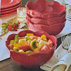 JUEGO DE 4 PLATOS PARA SOPA ROJO RUBY MARBELLA PRINCESS HOUSE ⚘️🌷