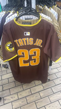 Size Small, Medium, Large, And XL.      Nike San Diego Padres Tatis Jr. #23 Brown MLB Baseball Jersey
