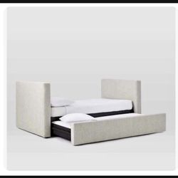 White trundle bed wood west elm
