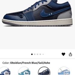 Nike mens Air Jordan 1 Obsidian/French Blue/Sail/Ashe