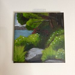 Original Acrylic Painting 8x8 "Hidden Outlook" by Local Artist Drew Dost