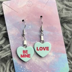 Pastel Blue heart earrings 