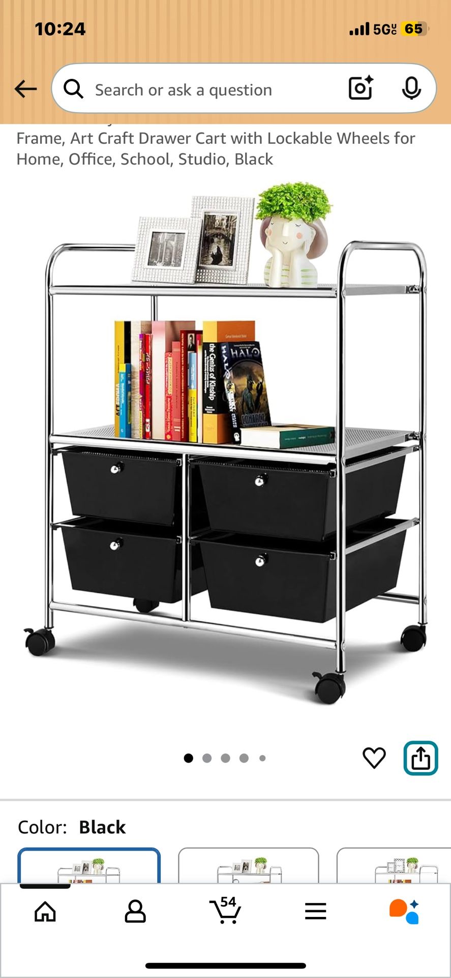 Black Storage Lash Cart Esthetician Table