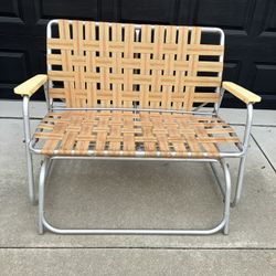 Vintage Aluminum and Webbing Two-Seater Outdoor Glider/Rocker