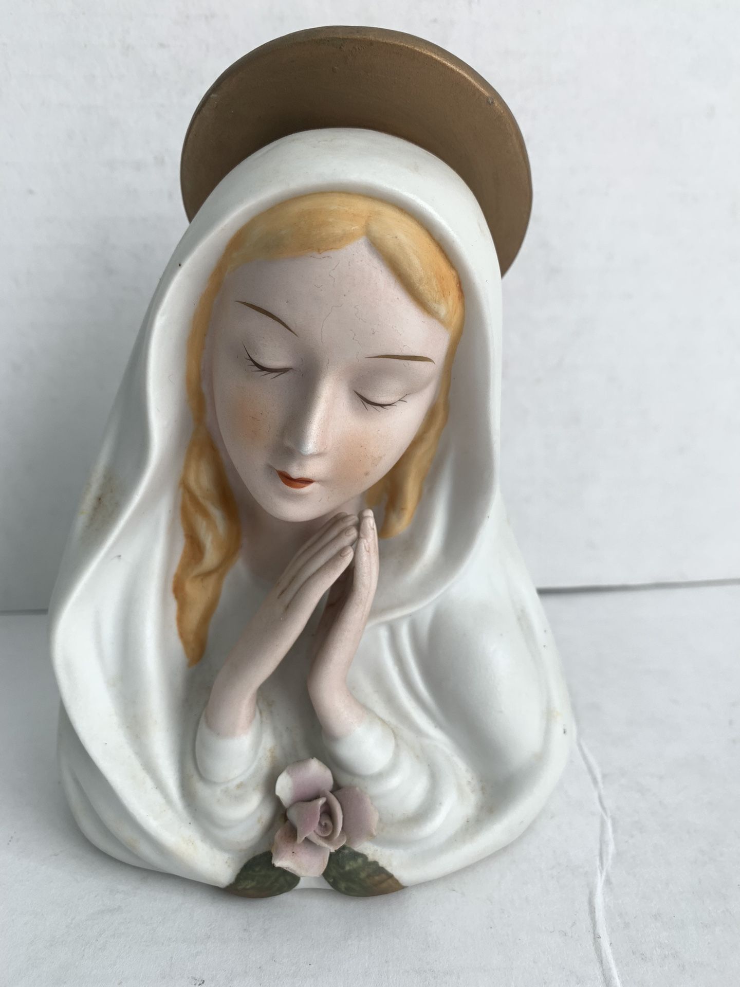 Vintage Madonna Virgin Mary Christian Porcelain Figurine 6”
