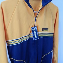 Pioneer New With Tag Vintage Polyester Track Jacket. New with tag No fade multi color Polyester fabric. Full zip beautiful profile and design. Pit to 