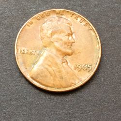 Collectible 1965 Penny with L on Edge & Doubled Die Errors