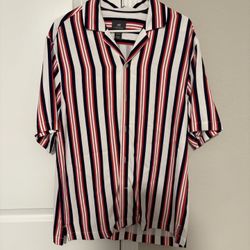 Men’s Red White & Blue Casual Button Up 