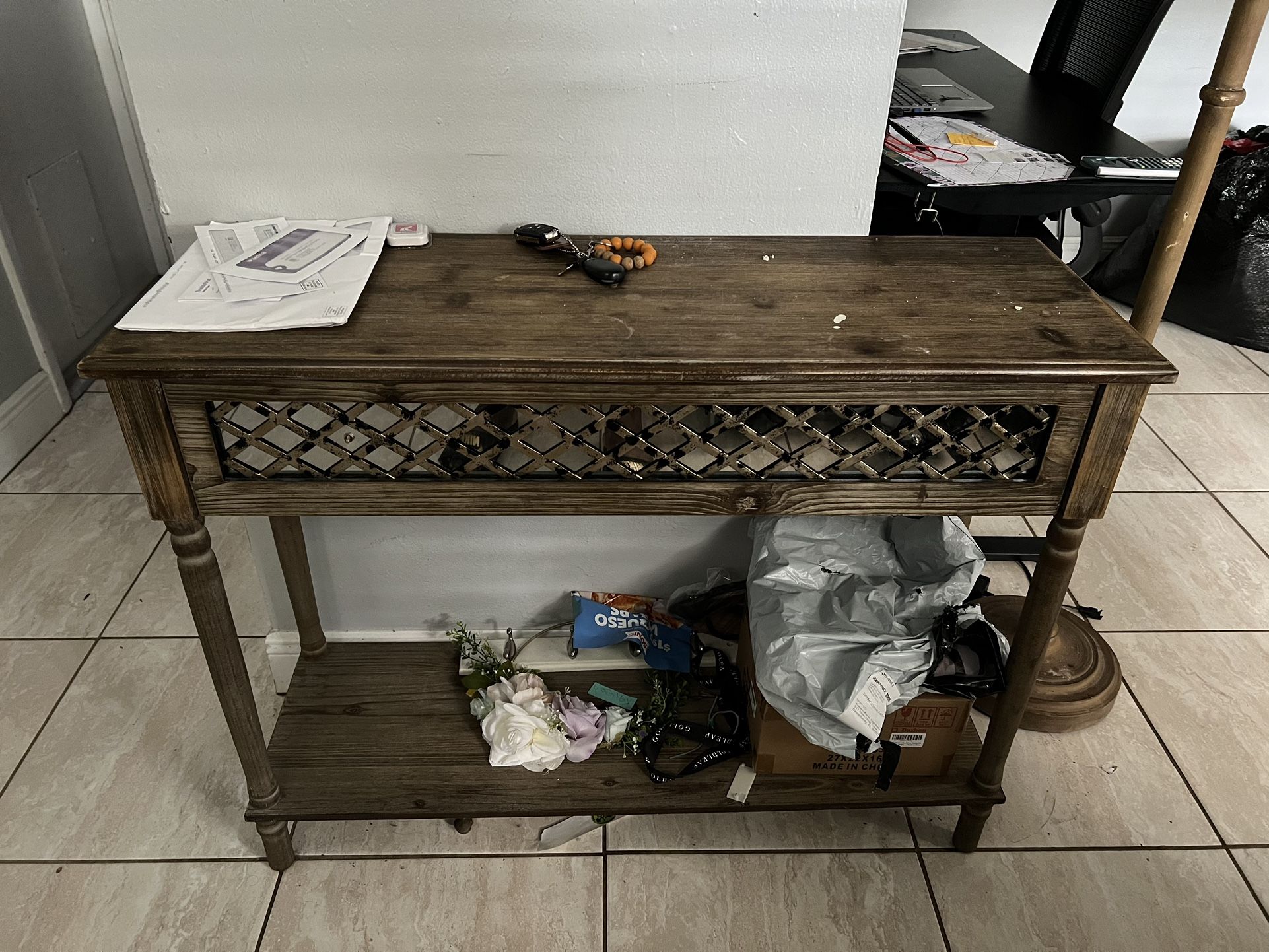 Mirrored Front Accent Table