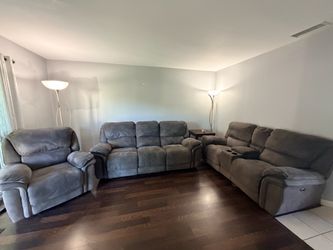 3-Piece Gray Reclining Sofa Set