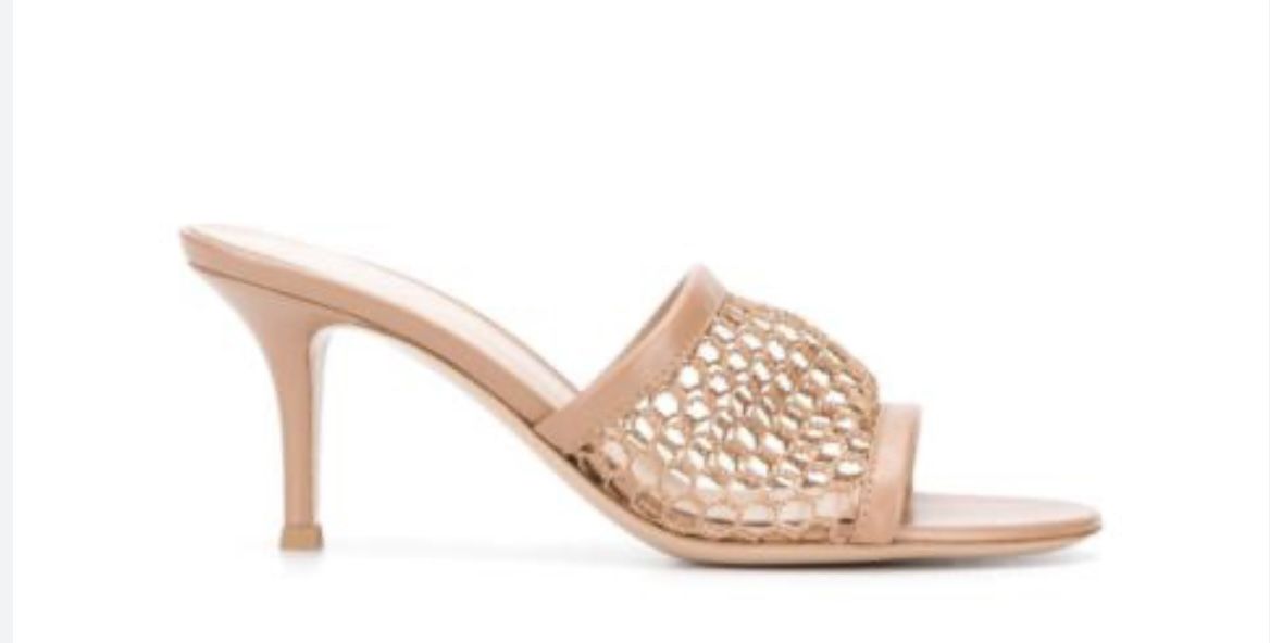Gianvito Rossi heels Jamaica Mesh mule Sandal Beige fishnet shoes Alisia Slides