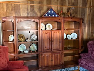 5pc Very Large Vintage  Wall Unit Entertainment center