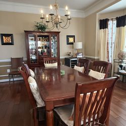 Dinning Table With 6 Chairs and China Cabinet - Solid Wood 