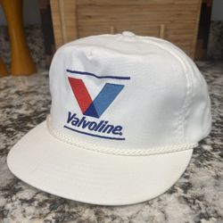 Vintage Valvoline Oil White Rope Trucker Snapback Hat USA Made Auto 80s 90s