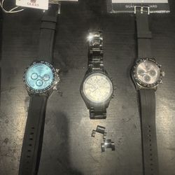 (3) Used Watches With Manuals, Warranty Cards And Tool For Watchband
