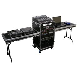 Odyssey FZ1116WDLXII 11U Top Slanted 16U Vertical Pro Combo Rack with Two Side Tables and Casters