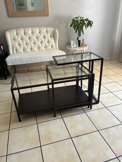 Black Metal and Glass Nesting Tables Set of 3