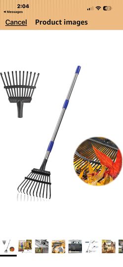Garden Rake -Small Leaves Rakes for Gardening - 11 Metal Tines 8.5" Wide - 78" Long Handle Leaf Rakes for Lawns Heavy Duty for Yard Lawn Shrub Garden