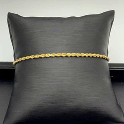 14k yellow gold 7” Rope bracelet 2.1mm 2.6 grams