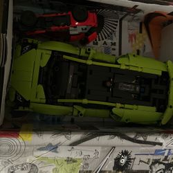 Two Lego Car, One Green Lamborghini And A Spider Man Car 