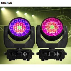 2Pcs SHEHDS LED 19x15W RGBW Beam Wash Zoom Moving Head Stage Light DJ Disco Bar