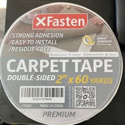 XFasten Double Sided Carpet Tape for Area Rugs 2 Inch x 60 Yards Residue-Free Carpet Tape Double Sided 