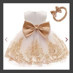 Toddler Girls Big Bowknot Dresses Baby Little Girls Lace Embroidery