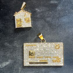 iced house and card pendants 