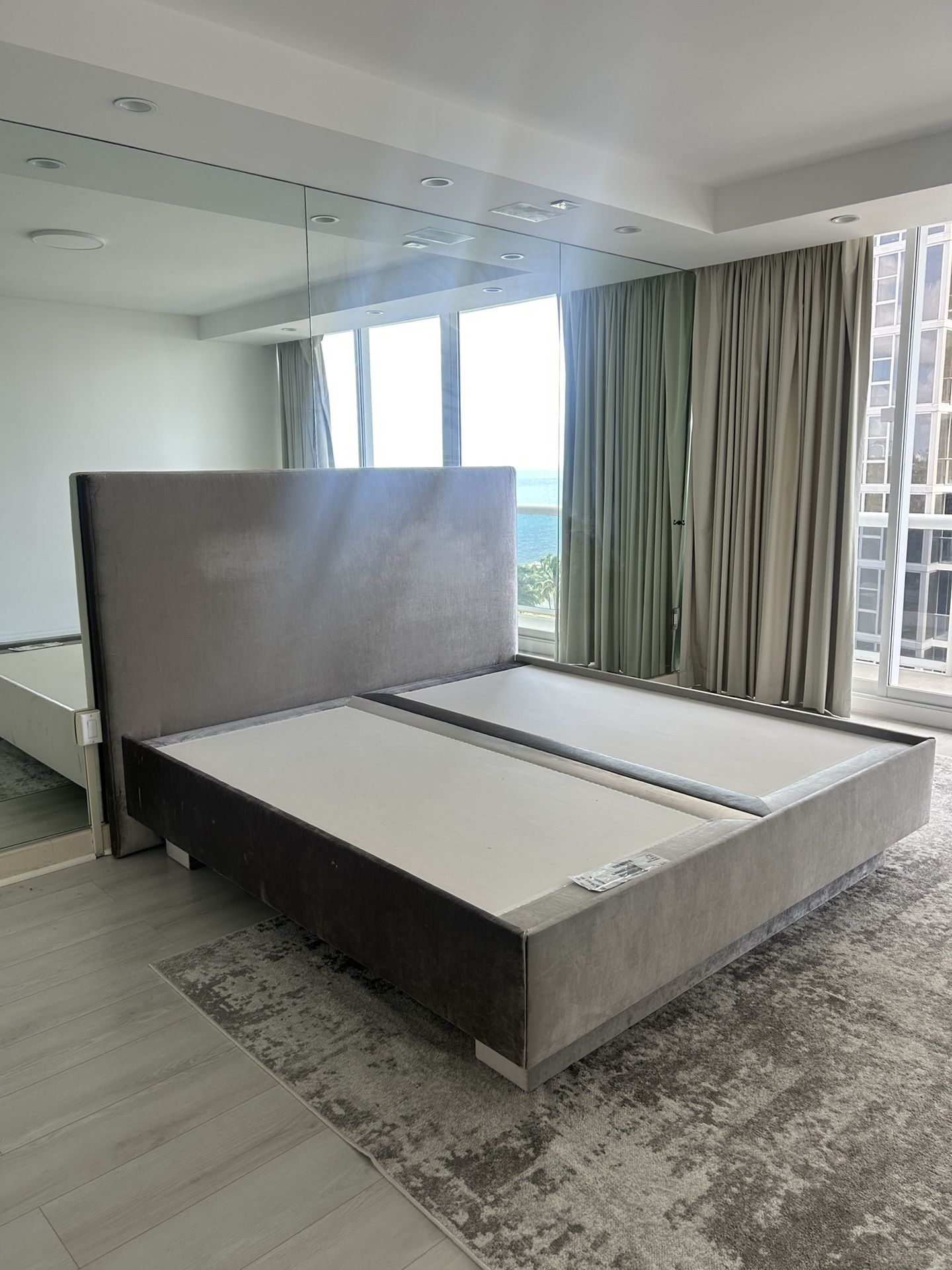 Luxury King Size Bed – Solid Wood Frame + Premium Suede Upholstery