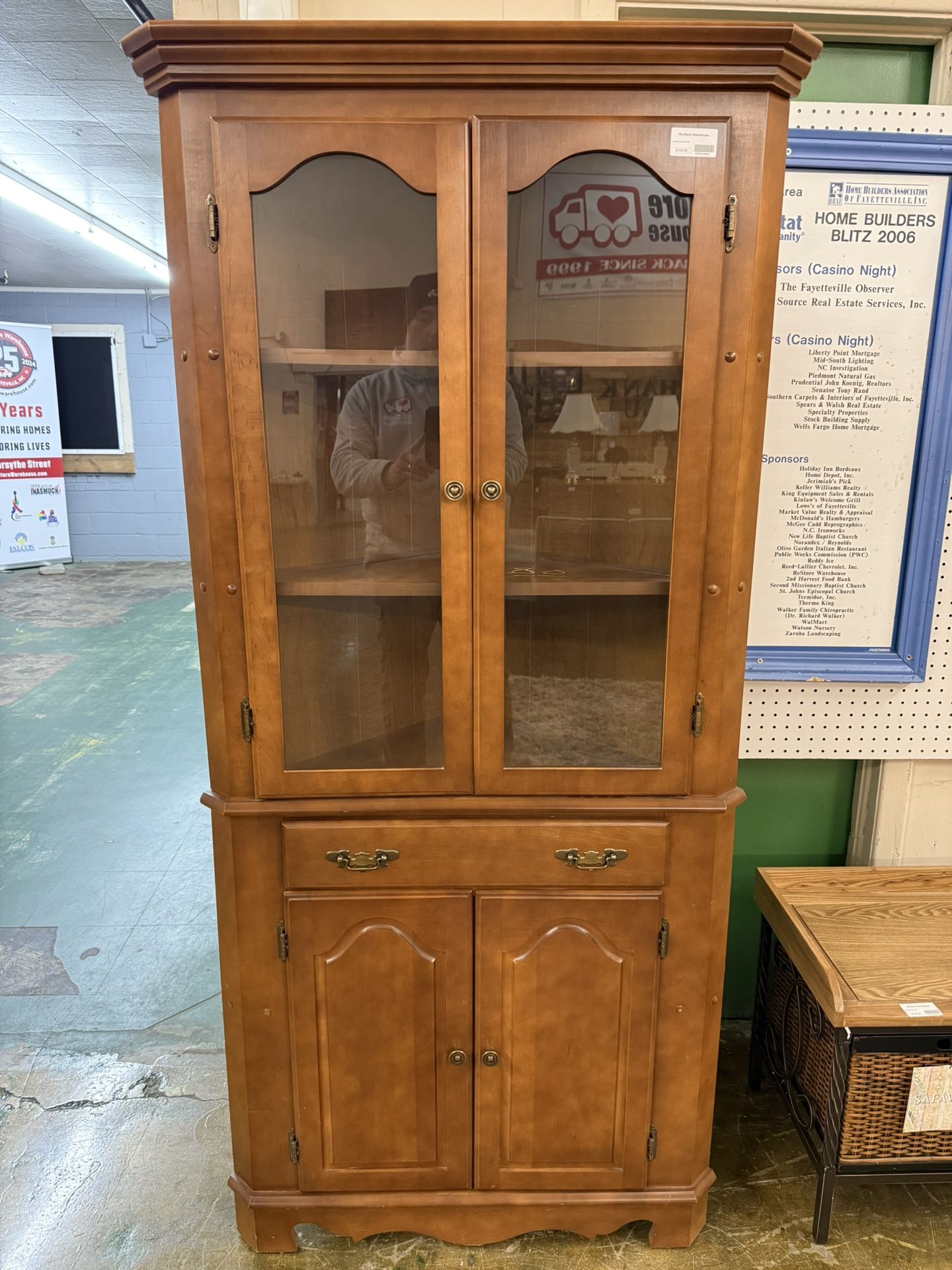 Corner Cabinet Wood With Glass Doors