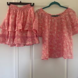 Pink Skirt / Top Matching Set Size S