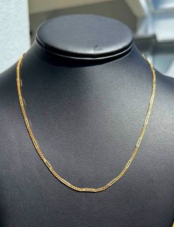 Jewelry 18k solid Yellow Gold Figaro Cuban link 18” Chain necklace 7.50 grams 2.00mm