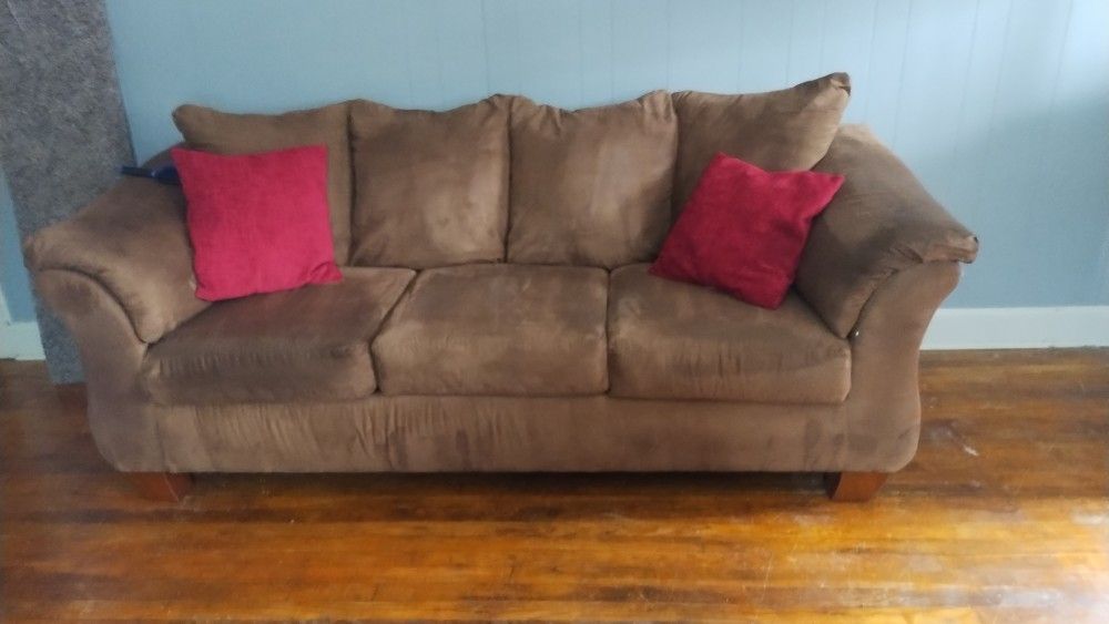 Brown Suede Couch ,
