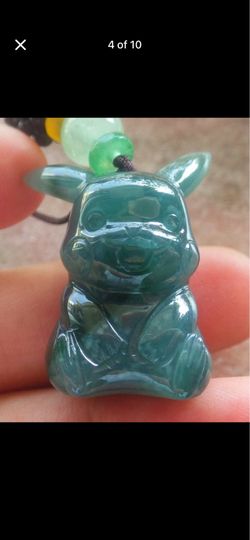 Certificate Jadeite jade cute Pokémon  Cartoon Green Pikachu  Pendant