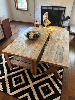 Pottery barn style custom coffee table and bench