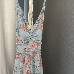 pink and blue flower print dress size small 