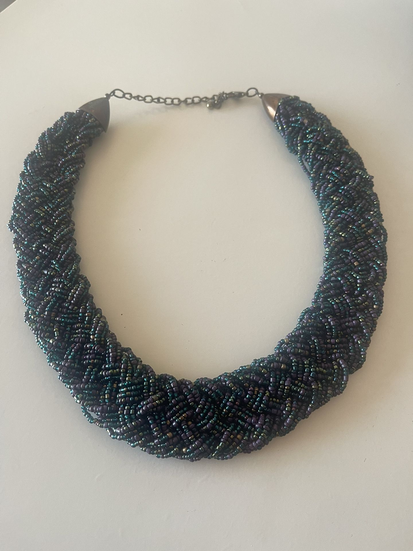 VTG Womens Multicolor Multi Strand Braided Seed Bead Collar Necklace, Size 7.5”