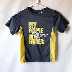 Batman boys yellow/gray short sleeve graphic polyester T-shirt size S 5/6