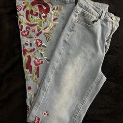 floral jeans 