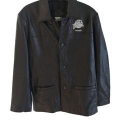 Planet Hollywood Orlando Florida Leather Black Jacket Size Medium Nylon Lining
