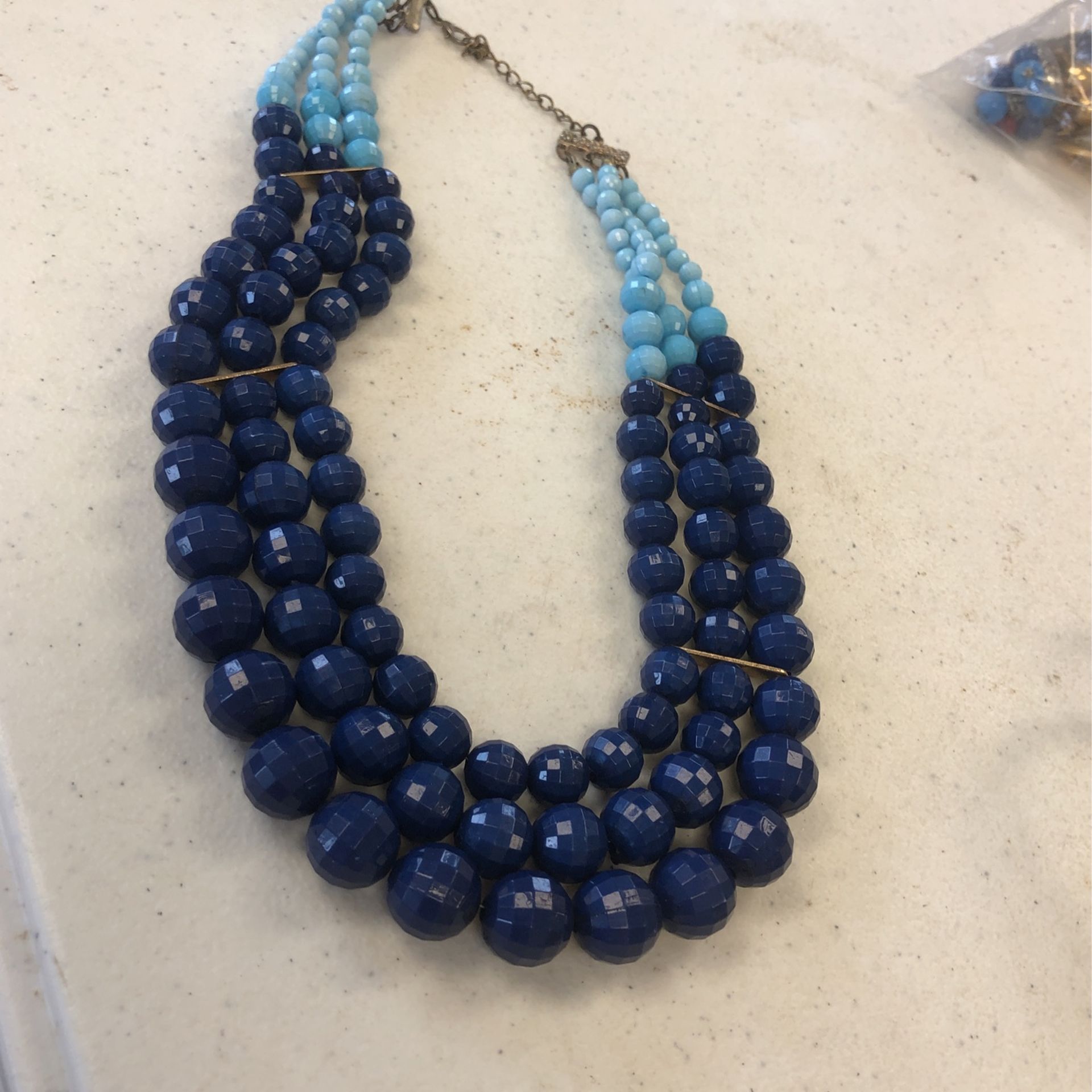 Vintage Blue Beads Necklace 