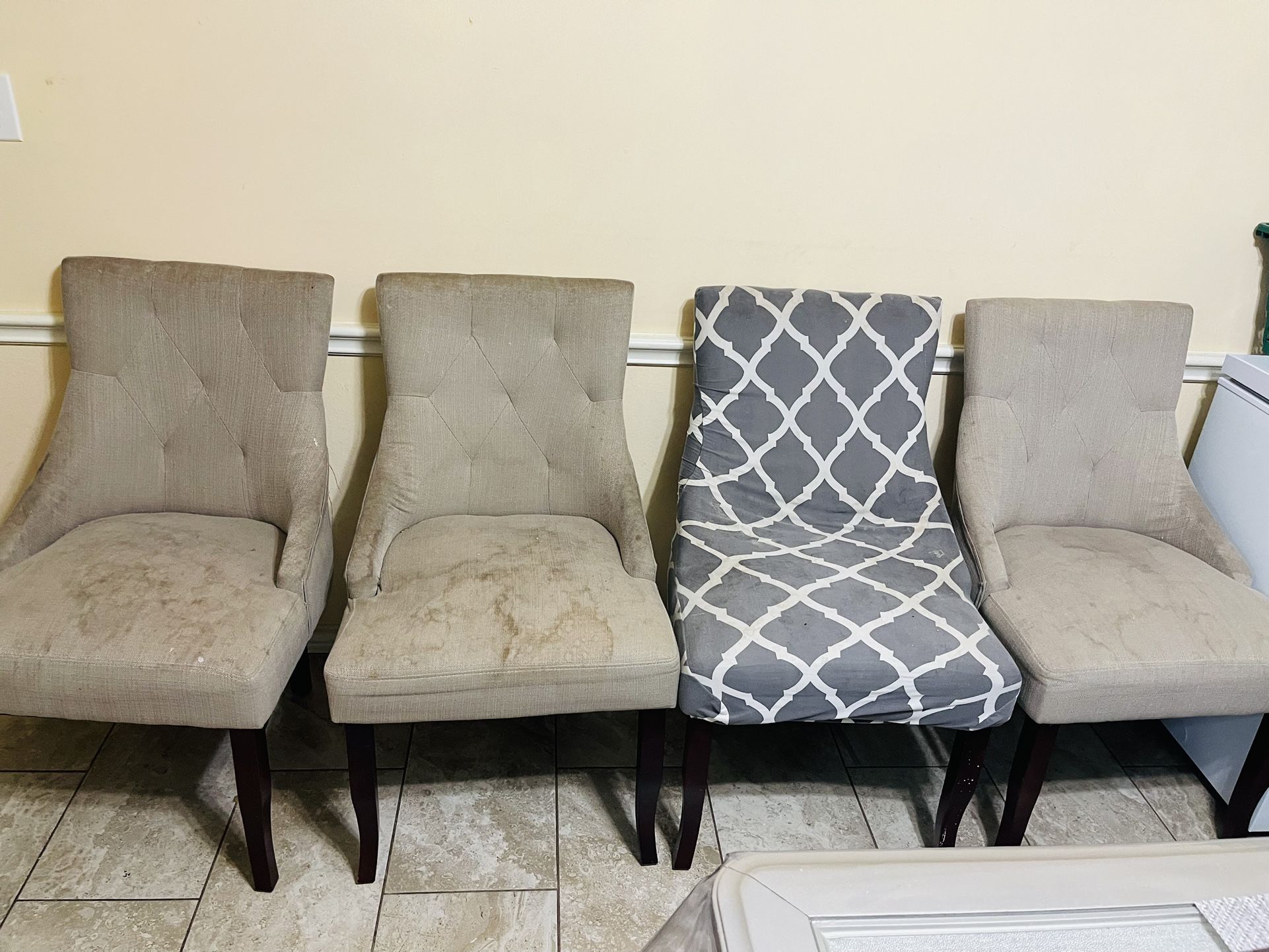 Dining Chairs $25 Each Stained But With Chair Covers Included