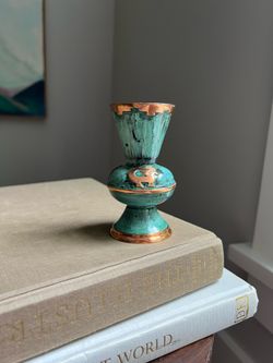 Vintage Miniature Copper & Verdigris Vase ( firm on price )