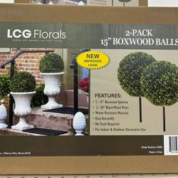 Faux 15" Round Boxwood Balls, 2pk