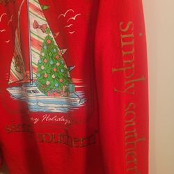 Simply Southern "Nauti or Nice" long-sleeve Christmas t-shirt Size Small