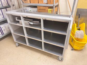 Stainless steel food transport cart. Used in good condition. Long 60” . Width 32”,Height 57”.