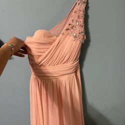 Pink One Shoulder Prom Dress 