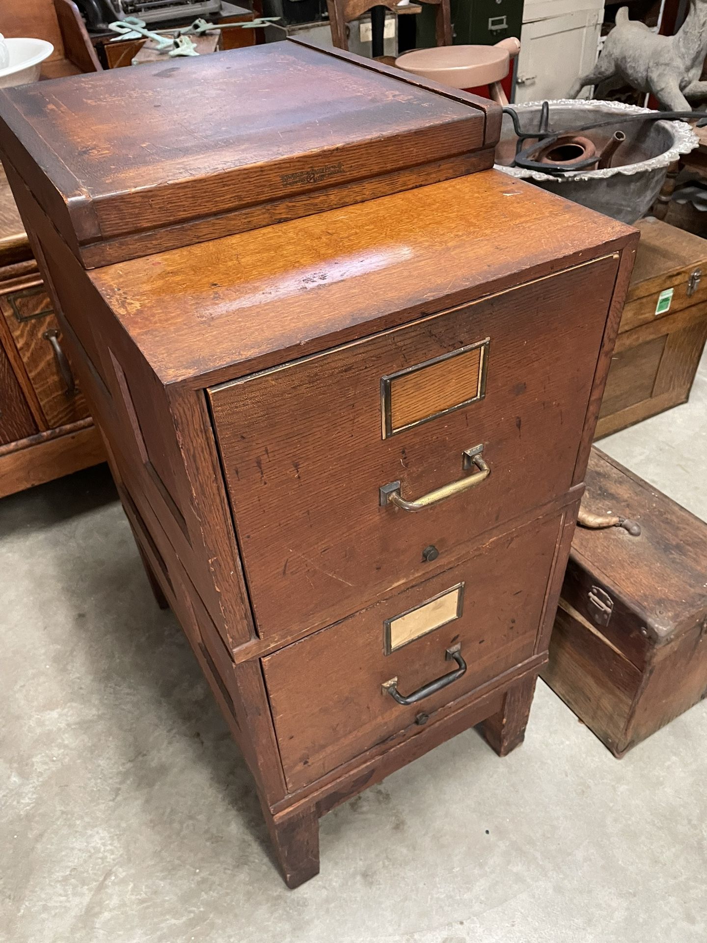 Antique Yawman And Erbe New York Oak File Cabinet